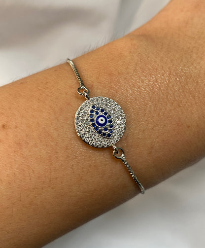 Circle Evil Eye Bracelet In Gold or Silver