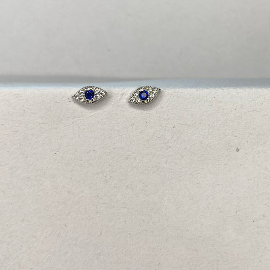 Silver 925 Evil Eye Stud Earrings