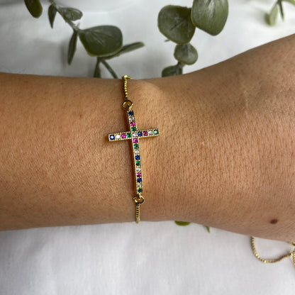 Diamond Cross Bracelet in Multicolour