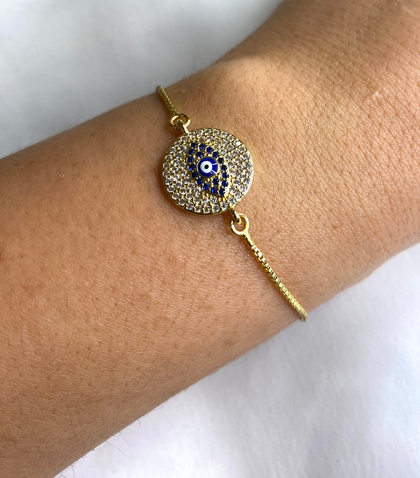 Circle Evil Eye Bracelet In Gold or Silver